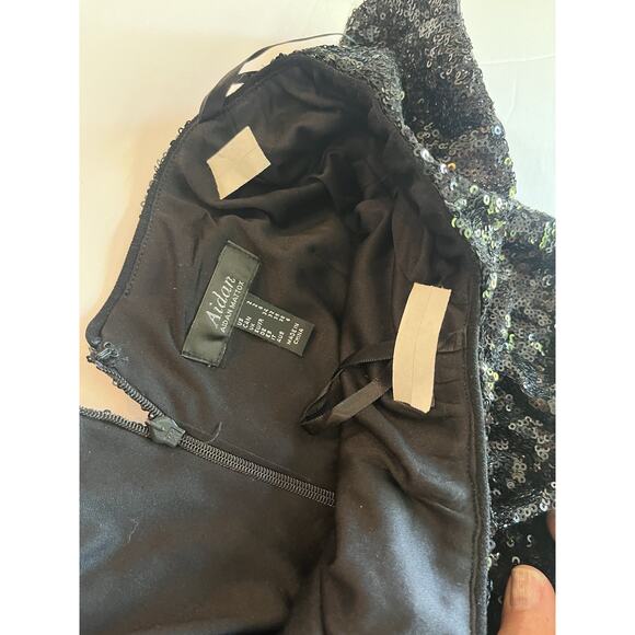 Aidan Mattox Dress Womens Size 2 Blk Beaded Sequin - Picture 3 of 12